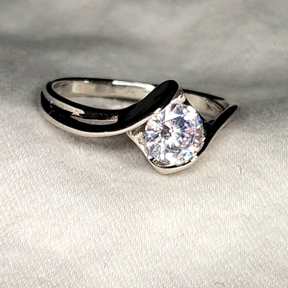 Cubic Zirconia Solitaire Stone Engagement Ring, Size 7